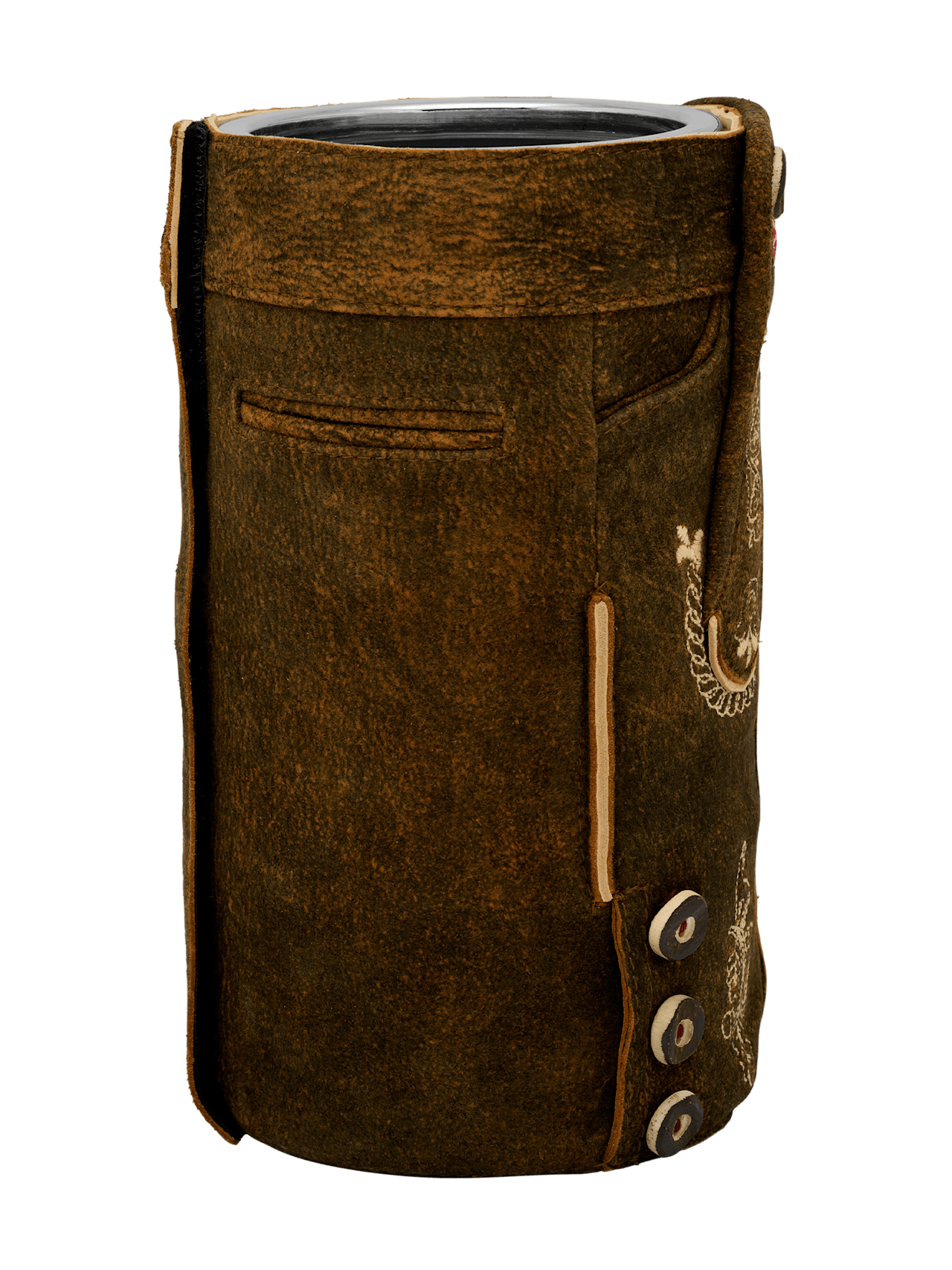 Wine cooler with leather pants detail 2