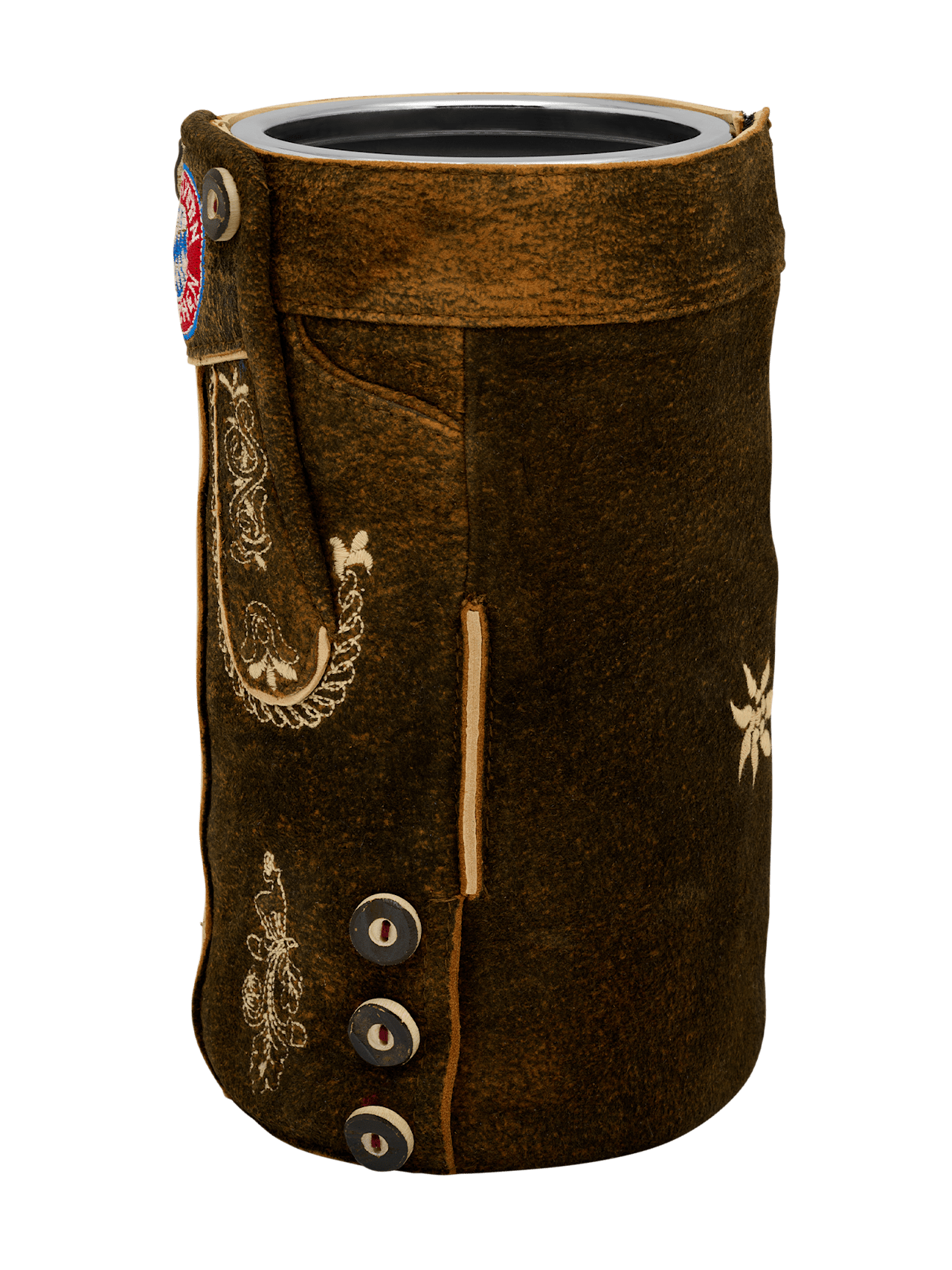 Wine cooler with leather pants detail 3