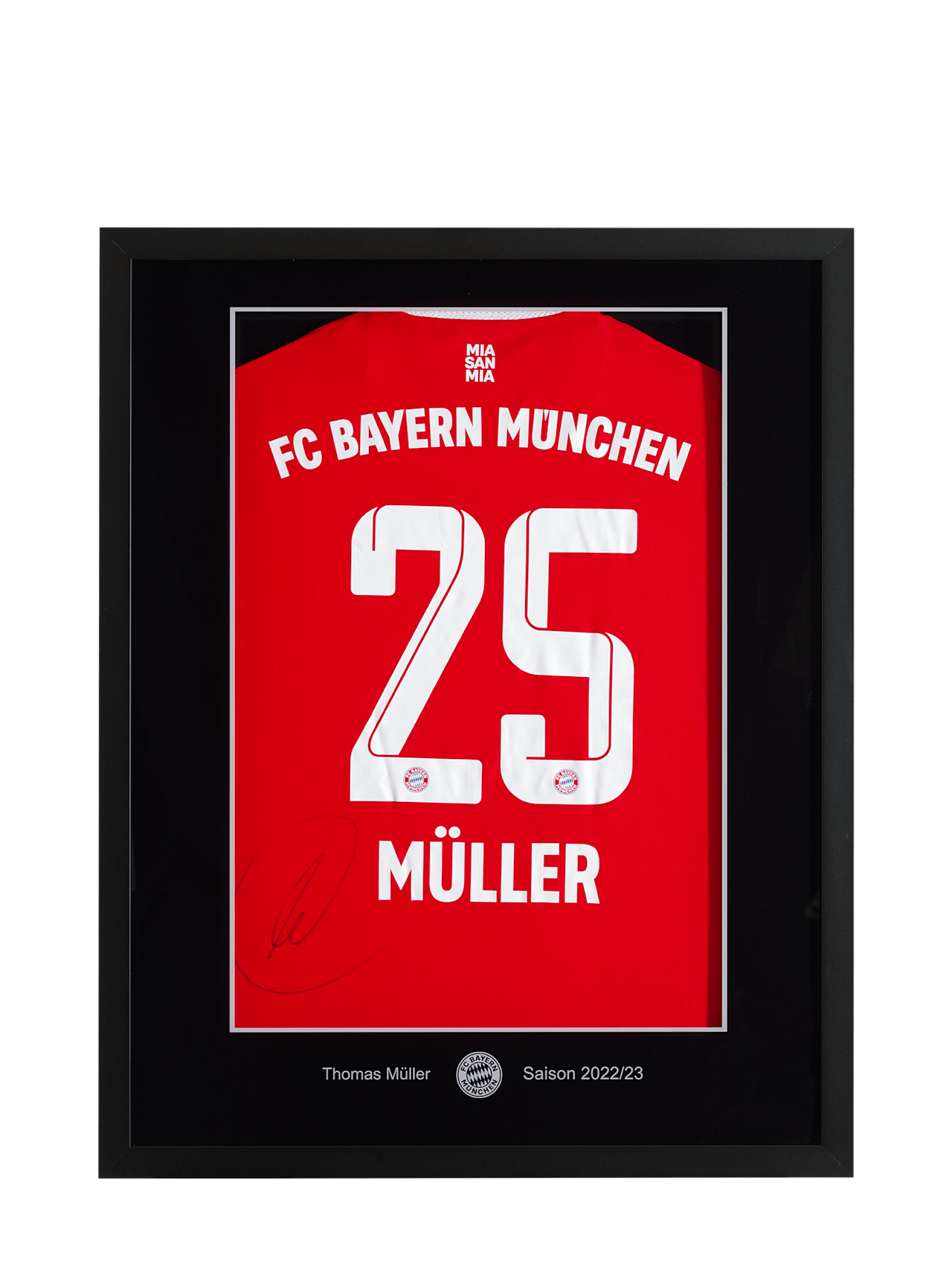 Gerahmtes Trikot Müller mit Unterschrift detail 1