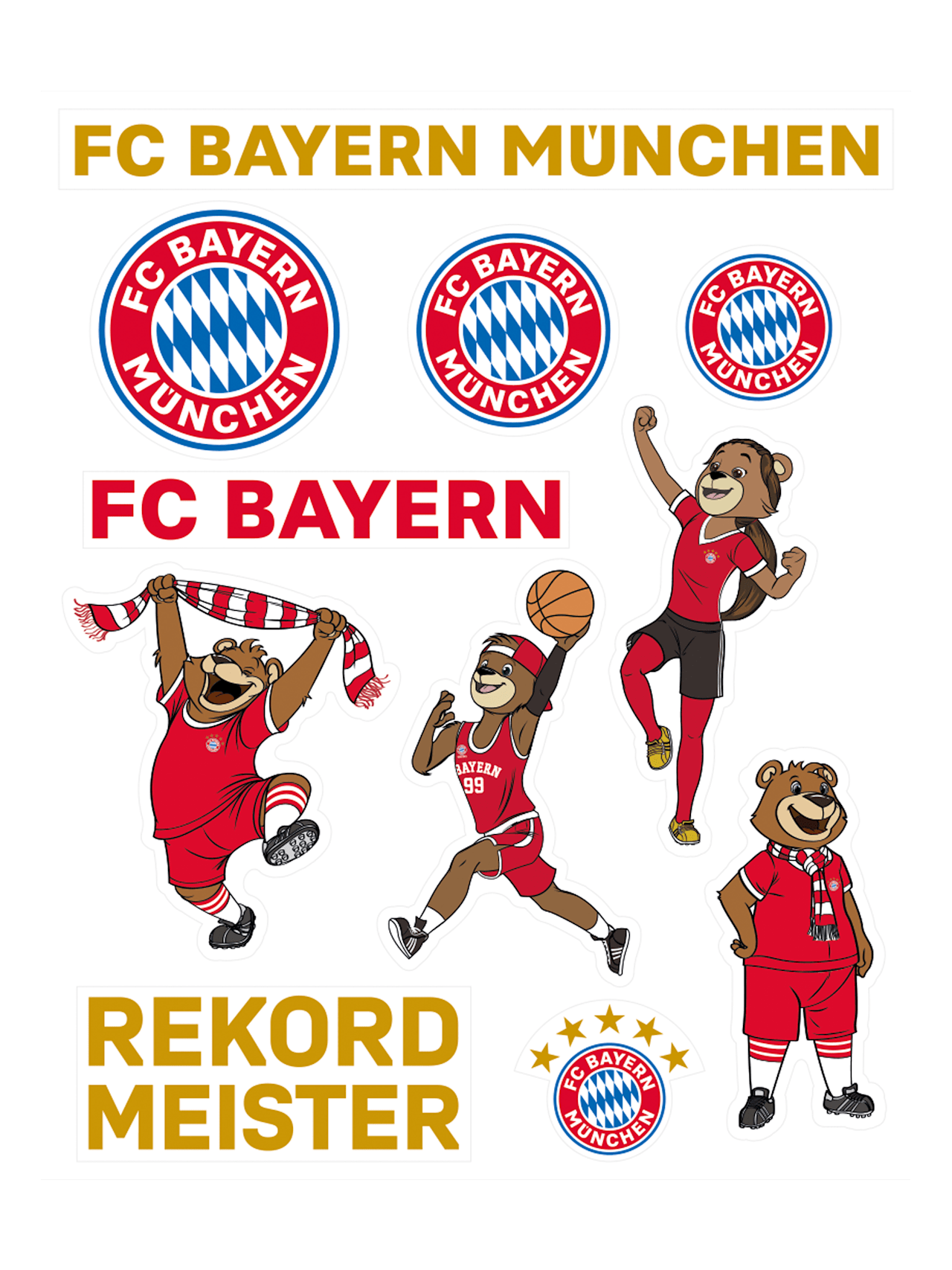 3D FC Bayern Munich Logo Stickers - 2-Pack, Official Merchandise, A5 Size, Multi-Colored