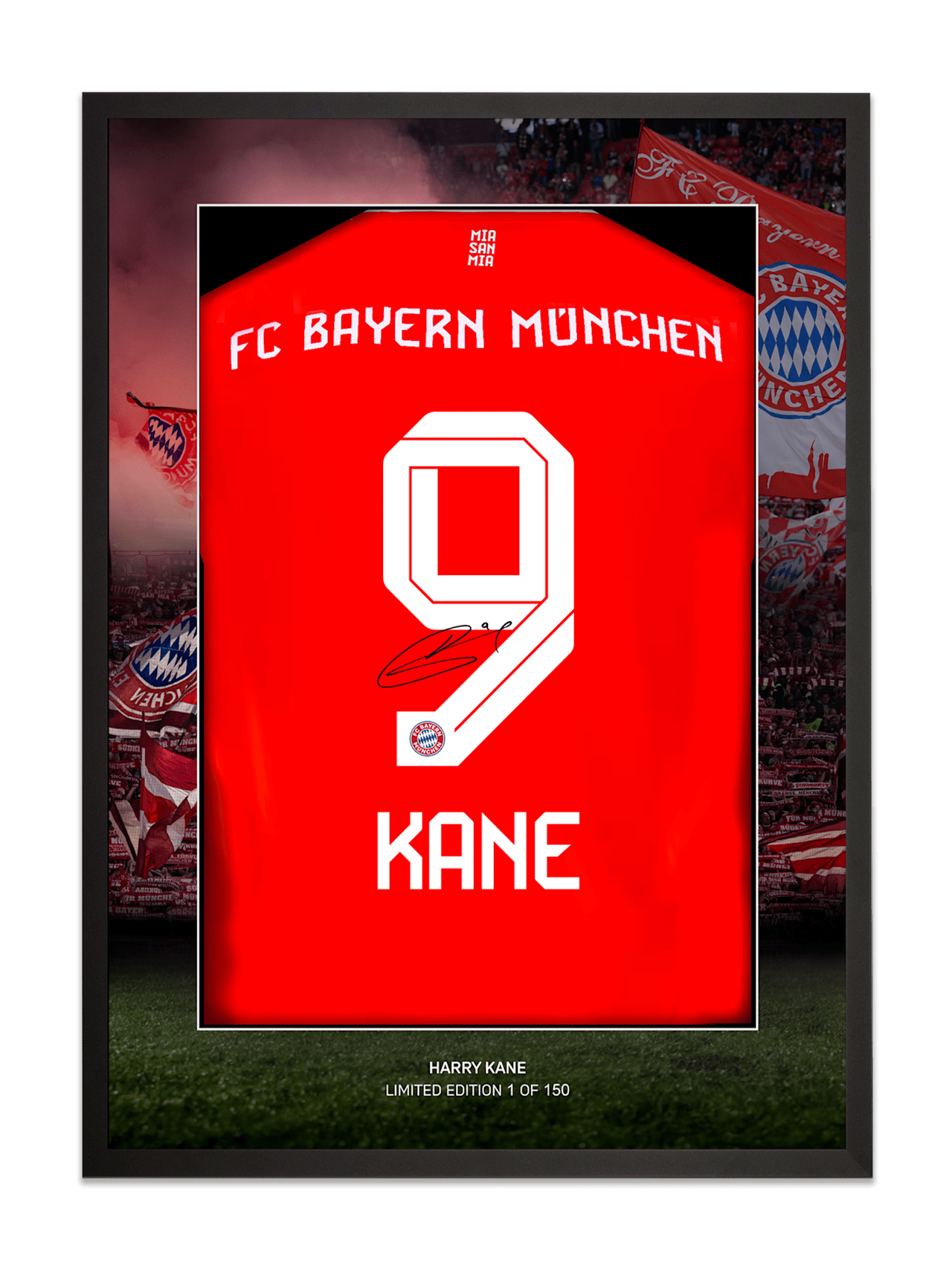 Trikotrahmen Kane + Signatur 70x50 cm detail 1