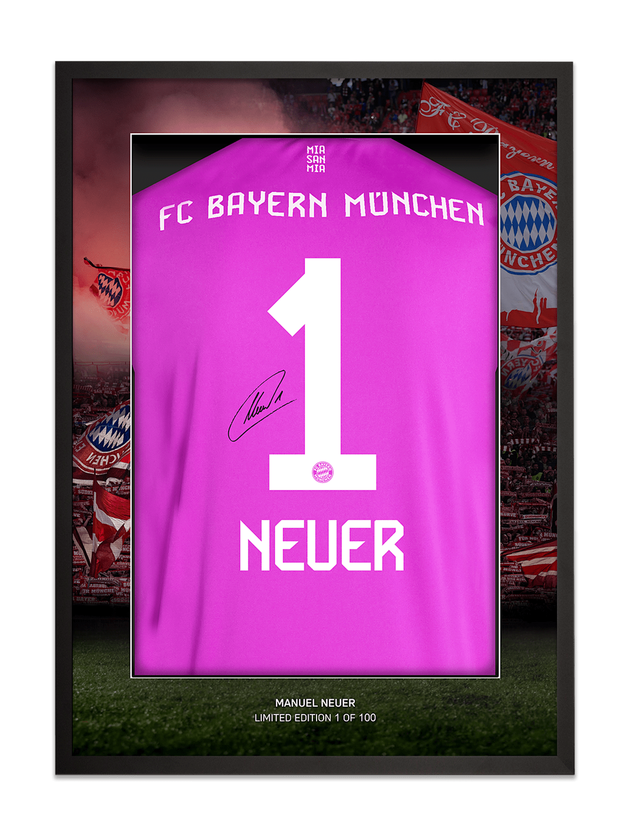 Trikotrahmen Neuer + Signatur 70x50 cm detail 1