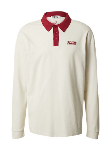 men's long sleeve red polo shirt with white collar