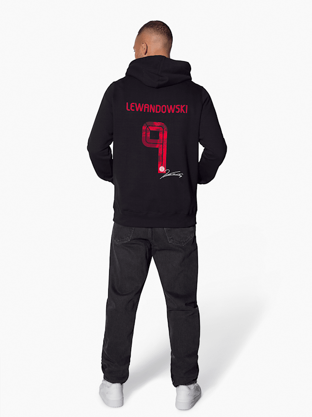 FC Bayern München Hoodie Lewandowski - Offizieller Fan-Pullover In Schwarz/Rot