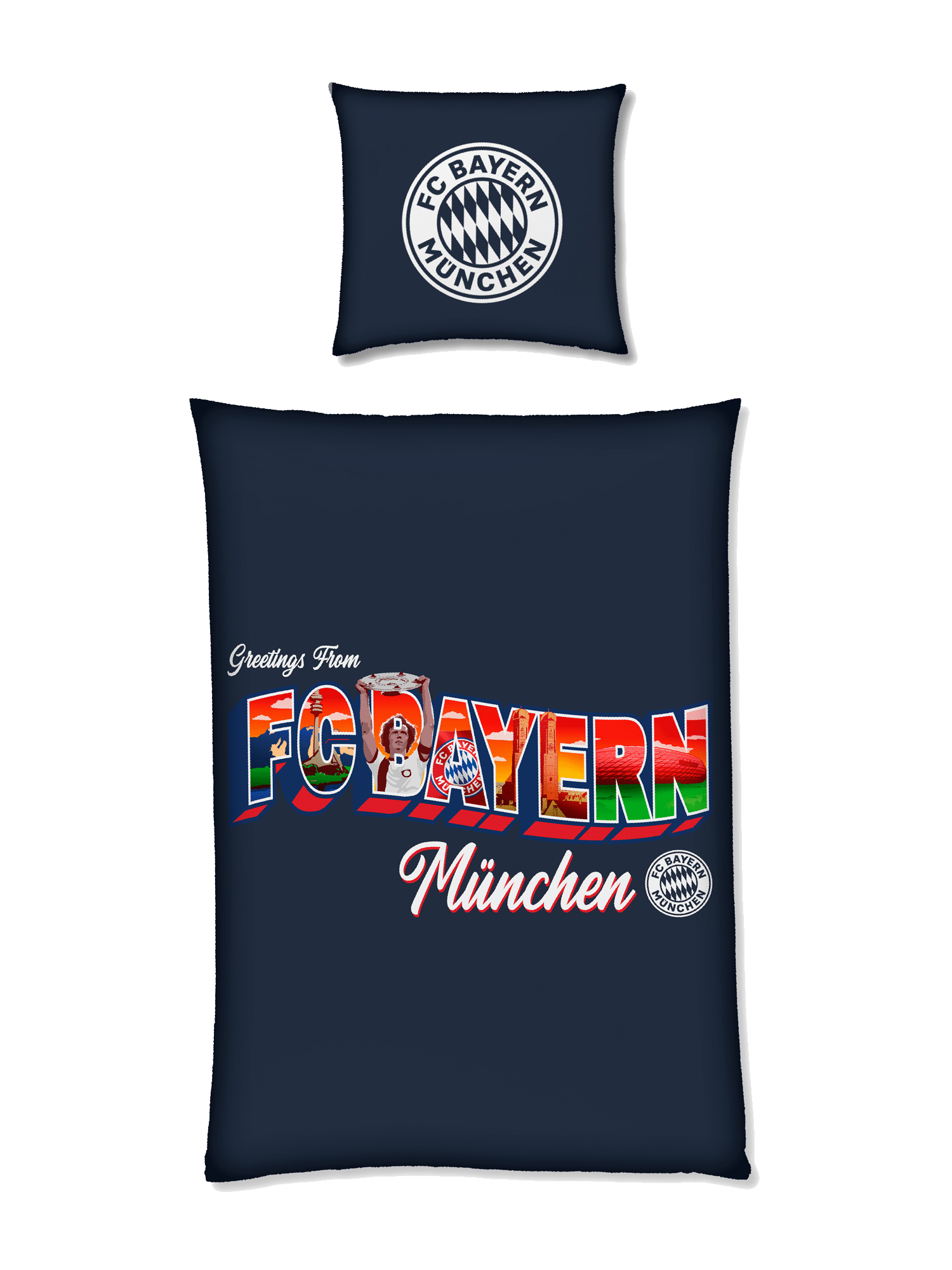 Parure De Lit Bébé FC Bayern München - Housse De Couette 100x135 Cm + Taie 40x60 Cm, Coton, Rouge/blanc