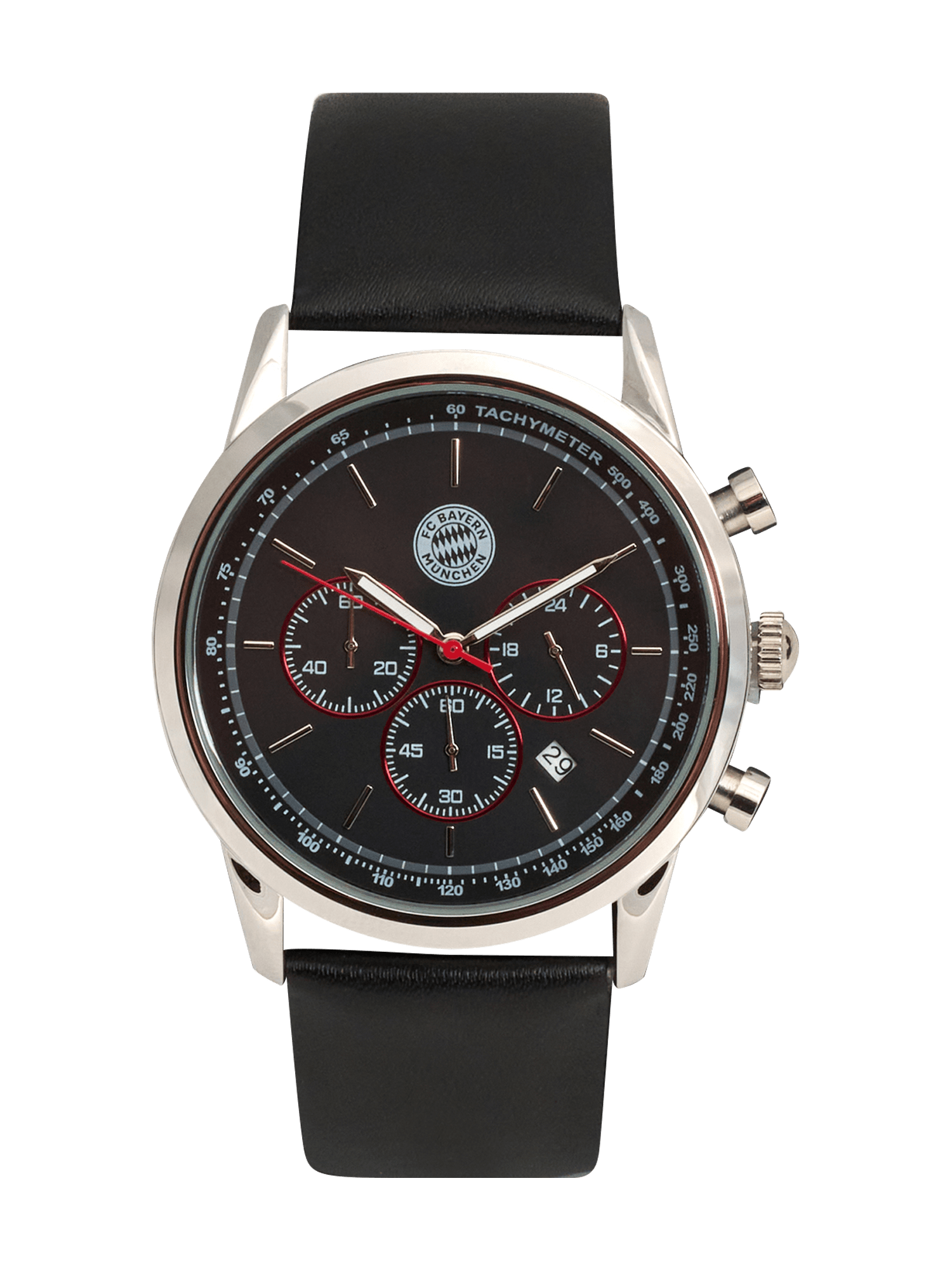 Men Chronograph leather strap black Official FC Bayern Munich Store
