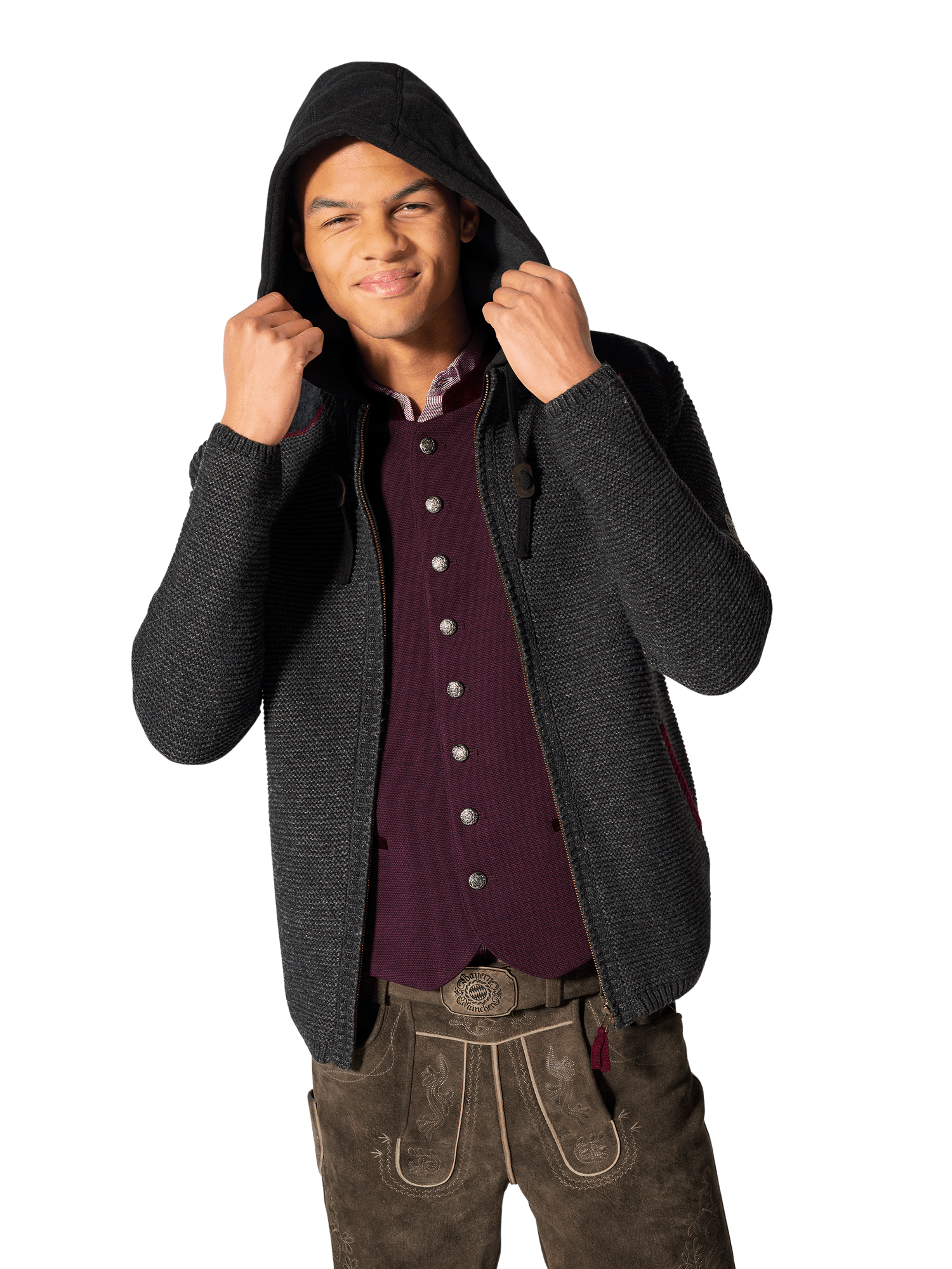 Hommes Veste bavaroise en tricot gris FC Bayern Munich Boutique