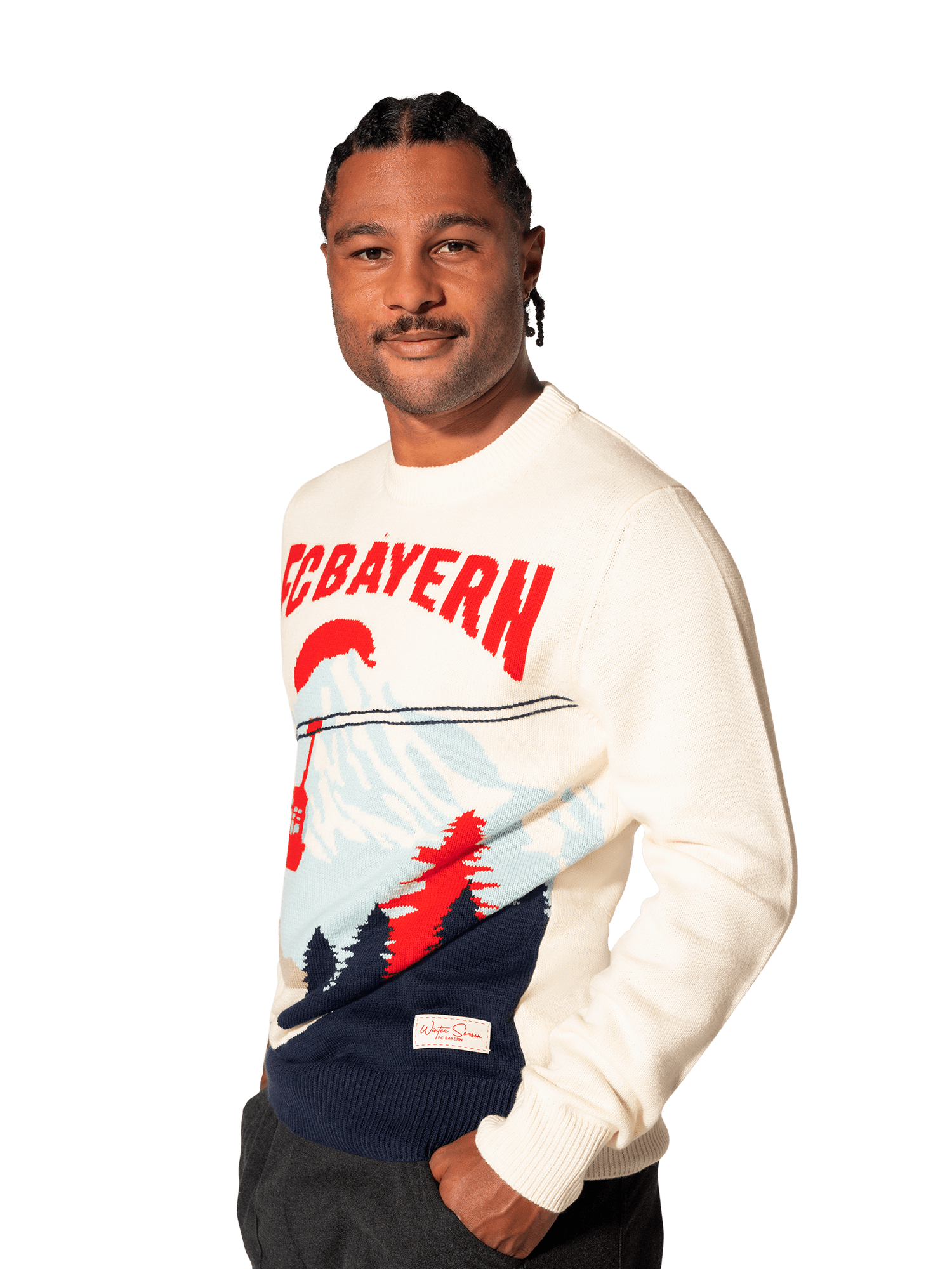 Men Winter Landscape knitted jumper white | Official FC Bayern Munich Store
