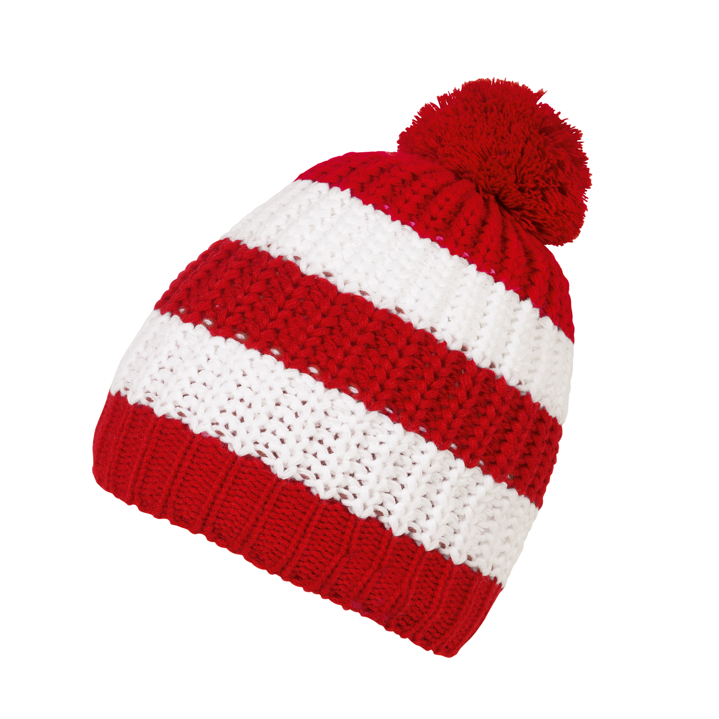 red and white striped wooly hat