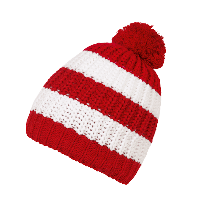 kids red bobble hat