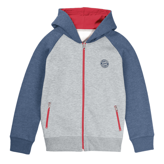 Kids Bayern Hoodie With Zipper Used Look Official Fc Bayern Munich Store