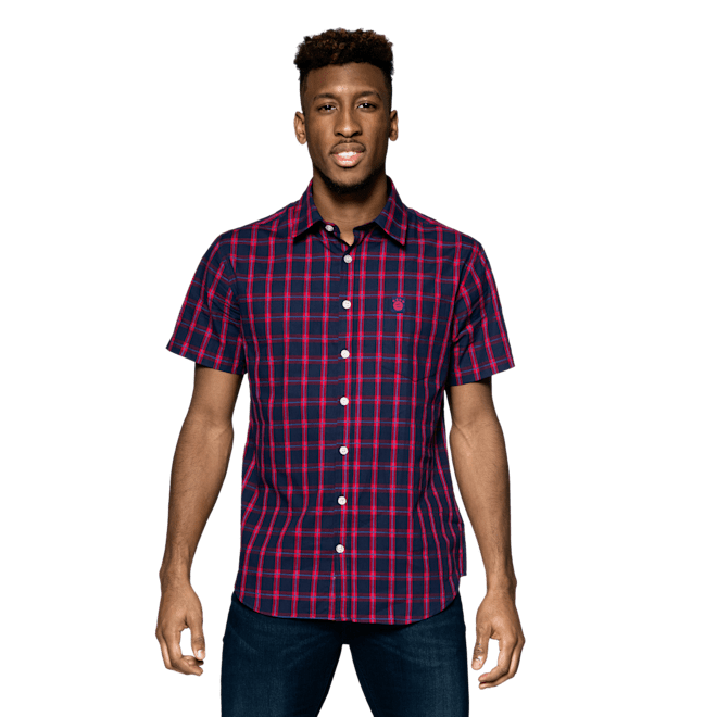 Camisa a cuadros de manga corta con escudo Camisa a cuadros de manga corta con escudo
