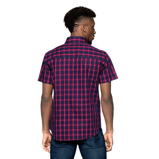 Camisa a cuadros de manga corta con escudo Camisa a cuadros de manga corta con escudo