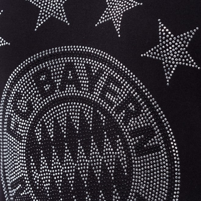 Damen T Shirt Glitzer Logo Schwarz Offizieller Fc Bayern Store