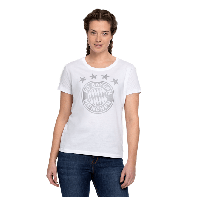 Damen T-Shirt Glitzer Logo weiß Damen T-Shirt Glitzer Logo weiß