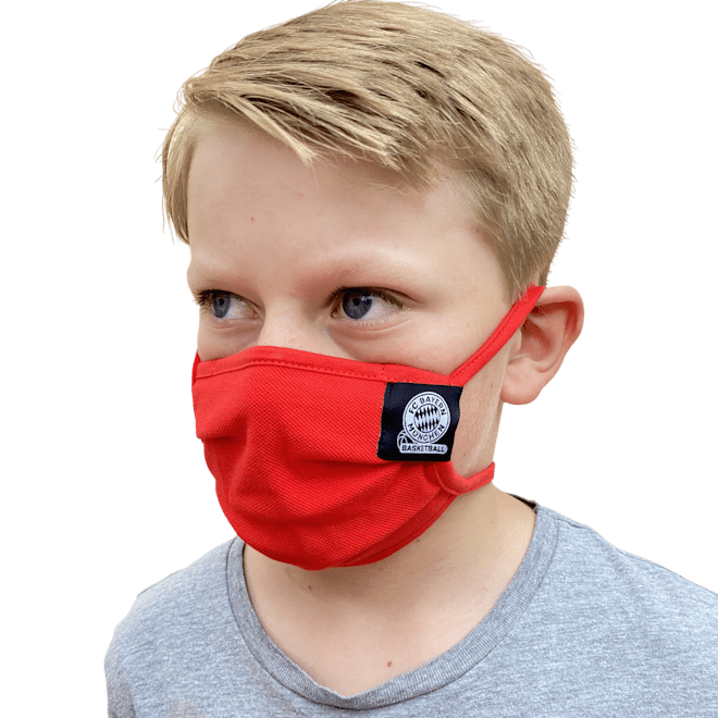 FC Bayern Basketball Kinder Maske rot GOTS FC Bayern Basketball Kinder Maske rot GOTS