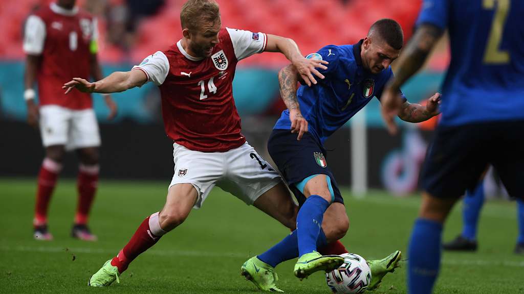 Konrad Laimer, Marco Verratti, Italy, Austria, Euro 2020