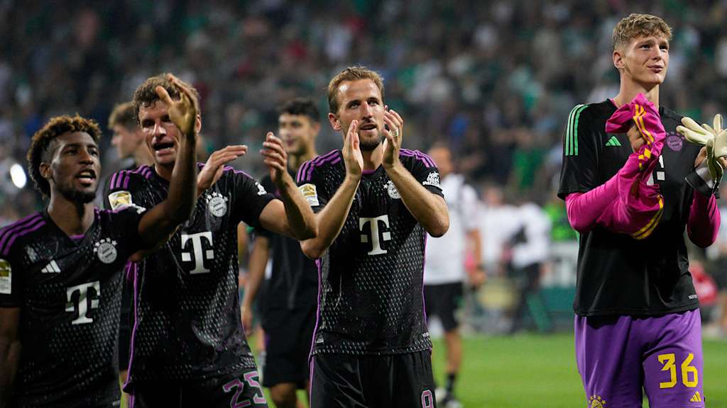 Harry Kane celebrates with the team
