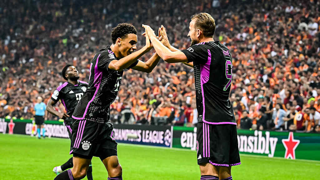 Harry Kane, FC Bayern, celebration, Jamal Musiala