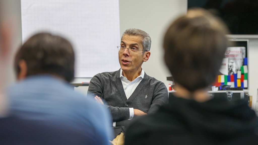 Dr Michael Diederich guest at 'Learning with a Kick' at FC Bayern Campus
