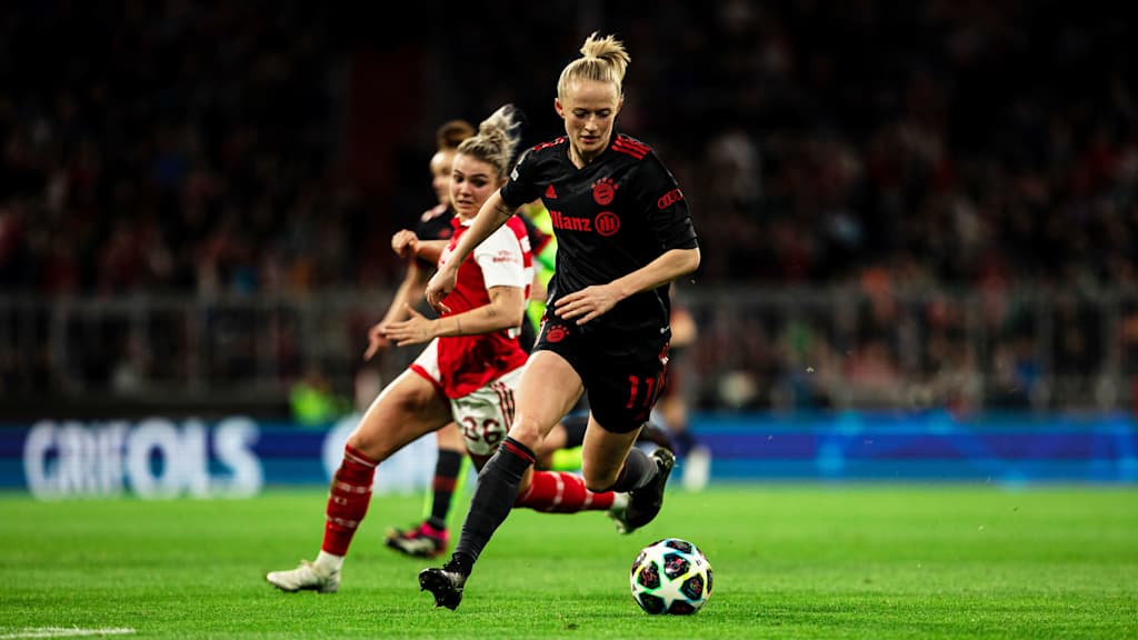 Die FCB-Frauen im UWCL-Spiel gegen den FC Arsenal London.