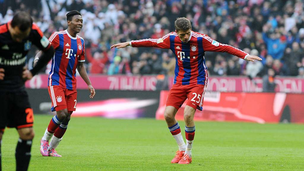 One of Müller’s finest displays came against Hamburg in the Bundesliga in February 2015 with two goals and an assist.