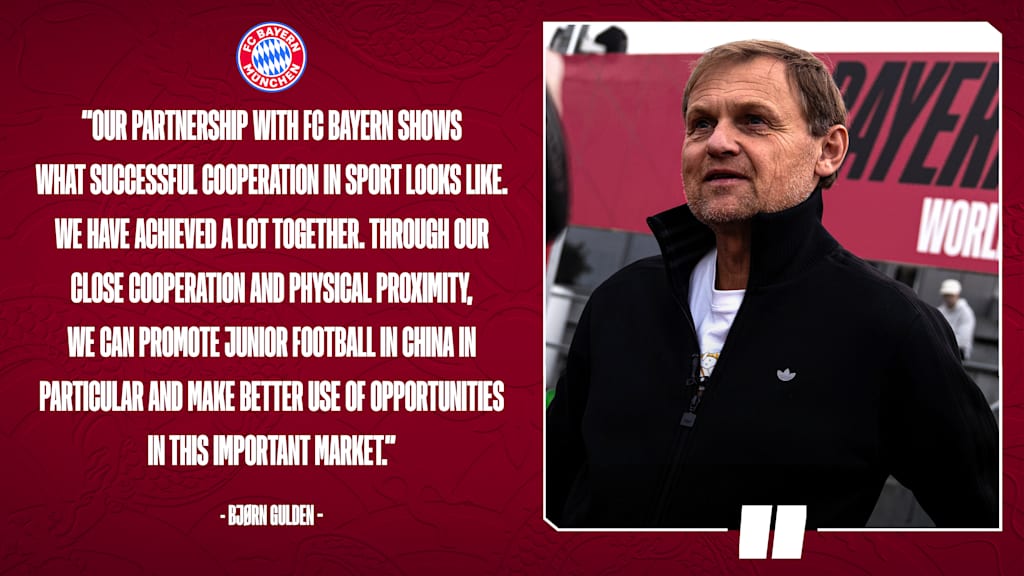 Quote from Björn Gulden: Our partnership with FC Bayern shows what successful cooperation in sport looks like. We have achieved a lot together. Through our close cooperation and physical proximity, we can promote junior football in China in particular and make better use of opportunities in this important market.