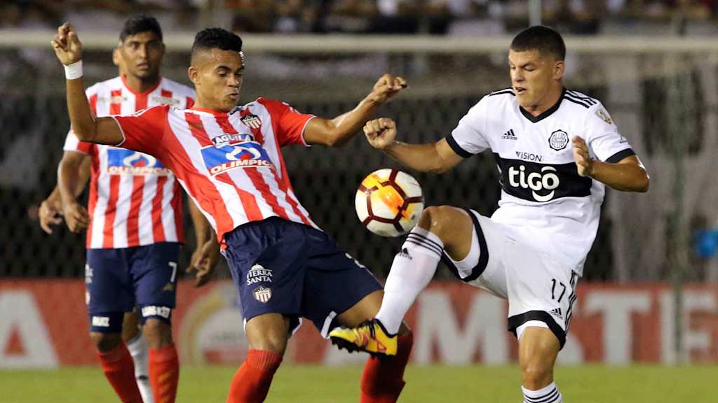 Luis Diaz contests a challenge for Atletico Junior.