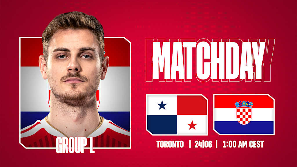 Grafik mit Porträtfoto von Josip Stanisic, den Flaggen von Panama und Kroatien und dem Schriftzug Matchday