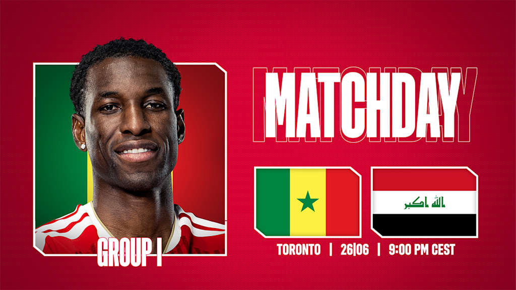 Grafik mit von Nicolas Jackson, den Flaggen von Senegal und Irak und dem Schriftzug Matchday