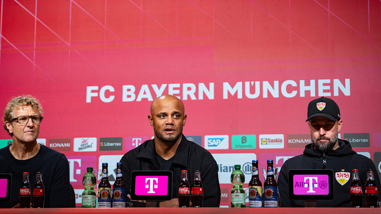 Vincent Kompany at the press conference after FC Bayern's Bundesliga match against VfB Stuttgart
