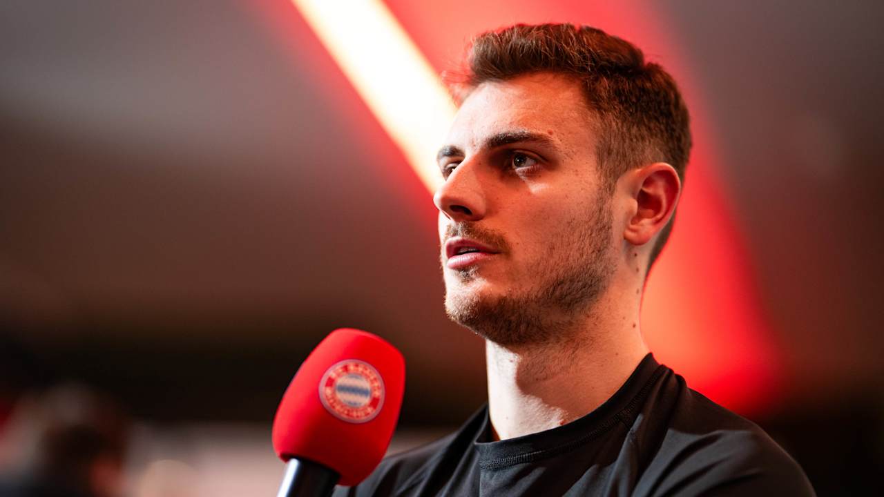 Josip Stanišić being interviewed after Union match