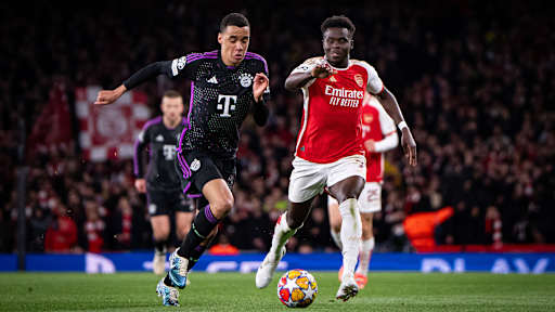 Jugada del partido correspondiente a los cuartos de final de la Champions League entre el FC Arsenal y el FC Bayern