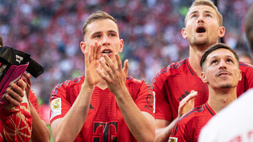 Lovro Zvonarek after FC Bayern vs. VfL Wolfsburg on Bundesliga Matchday 33 in the 2023/24 season