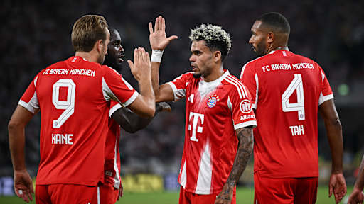 Luis Diaz celebrates his goal to make it 2-0 in the Franz Beckenbauer Supercup between VfB Stuttgart and FC Bayern.
