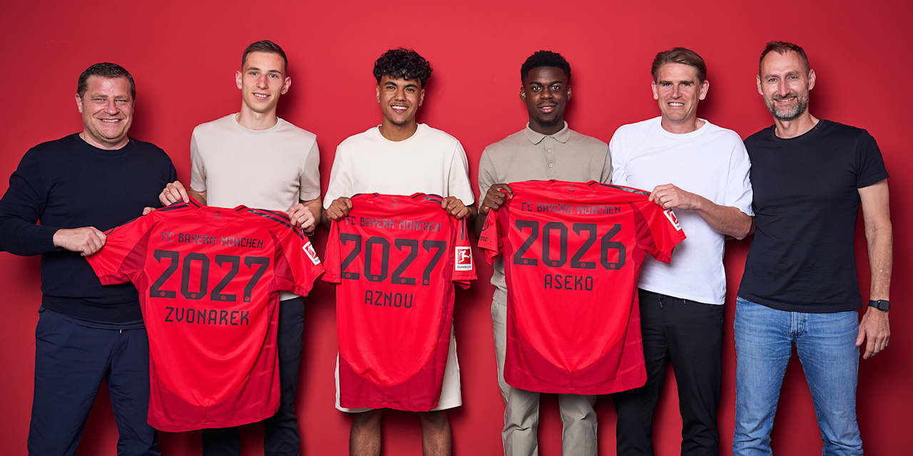 Der FC Bayern hat die Nachwuchsspieler Lovro Zvonarek, Noel Aseko Nkili und Adam Aznou vom FC Bayern Campus mit Profiverträgen ausgestattet.
