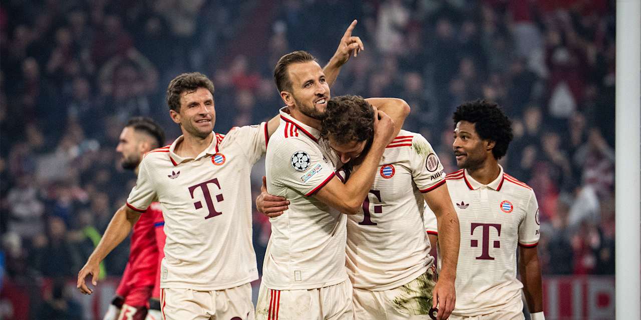 FC Bayern-Spieler jubeln beim 9:2 gegen Dinamo Zagreb