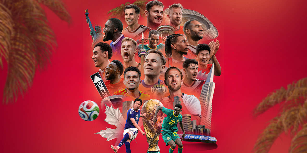 Grafik mit den Teilnehmern des FC Bayern an der Weltmeisterschaft 2026