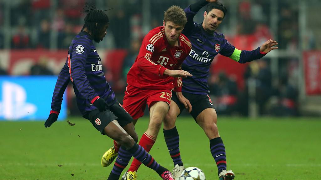 Szene der Partie FC Bayern - Arsenal in der Champions League