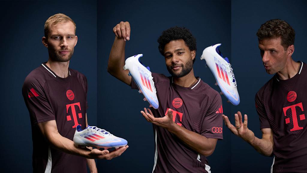 Konrad Laimer Serge Gnabry Thomas Mueller mit adidas F50 Schuh
