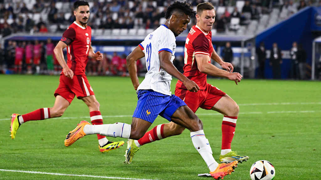 Kingsley Coman en el partido internacional de la selección francesa