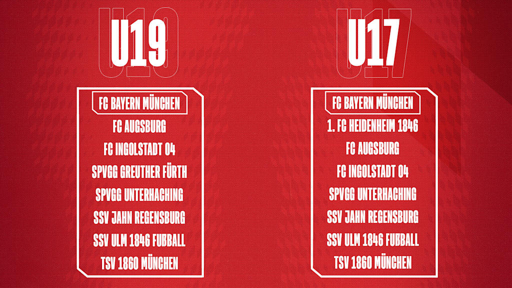 Die Einteilung der DFB-Nachwuchsliga für die FC Bayern U19 und U17.