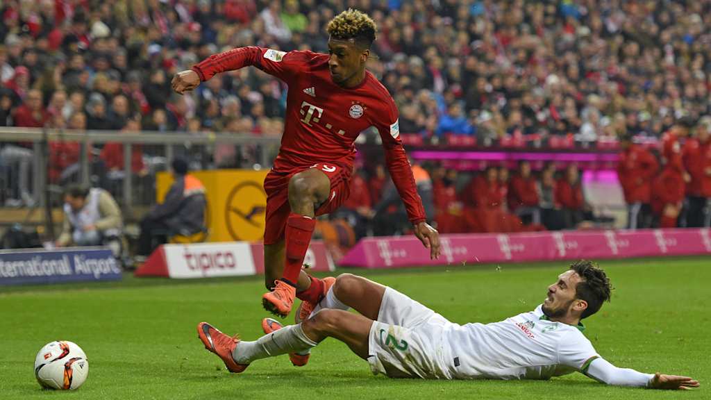 Kingsley Coman vom FC Bayern im Spiel gegen Werder Bremen