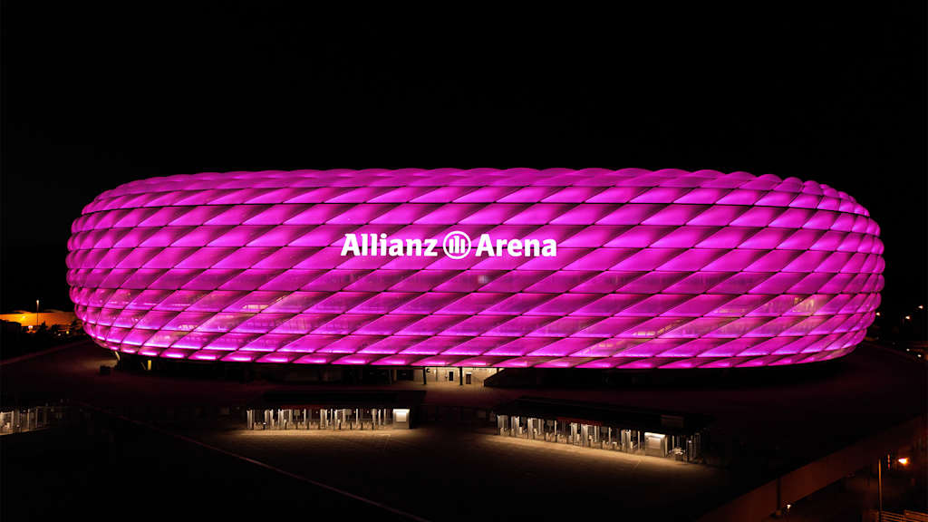 Allianz Arena lit up in pink for breast cancer awareness