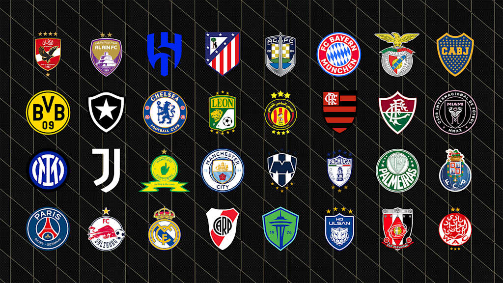 Graphic: The badges of the 32 participants in the 2025 FIFA Club World Cup
