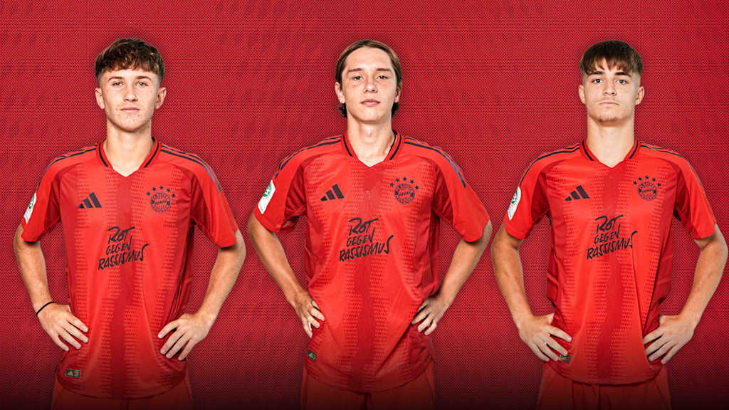 Tim Binder, Bogdan Olychenko und Raphael Pavlić vom FC Bayern.