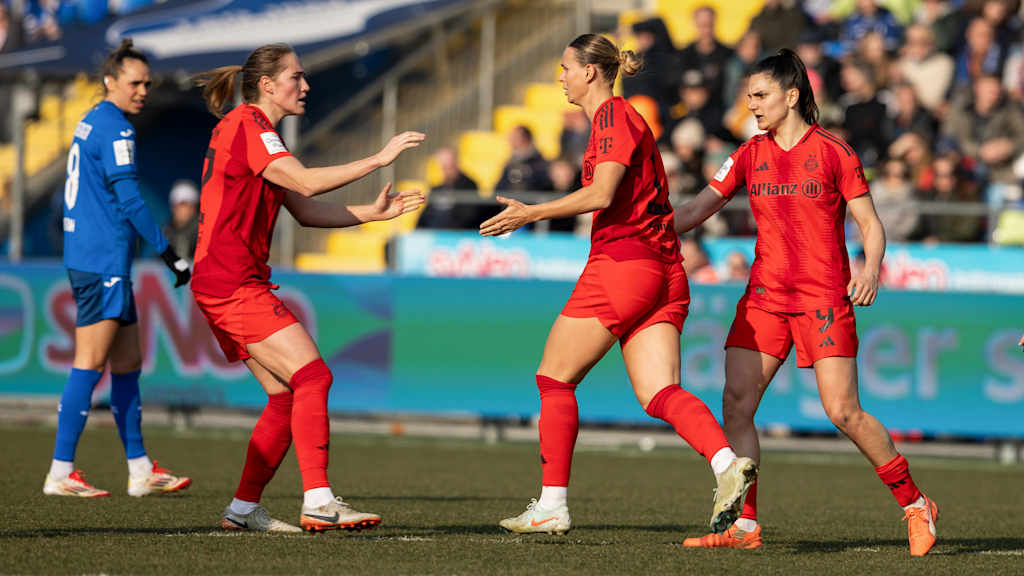 Klara Bühl and Sydney Lohmann celebrating the goal.