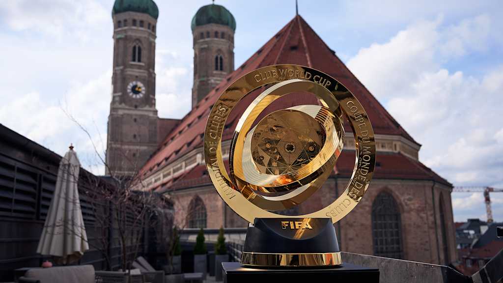 The FIFA Club World Cup trophy at the FC Bayern World.