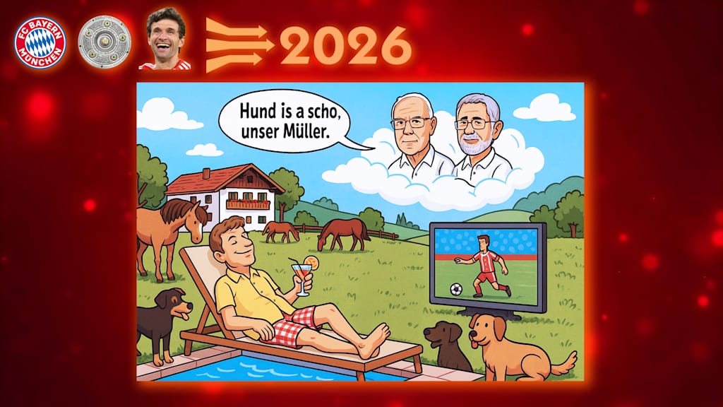 2026: Der weltgrößte FC Bayern-Fan Thomas Müller drückt die Daumen.