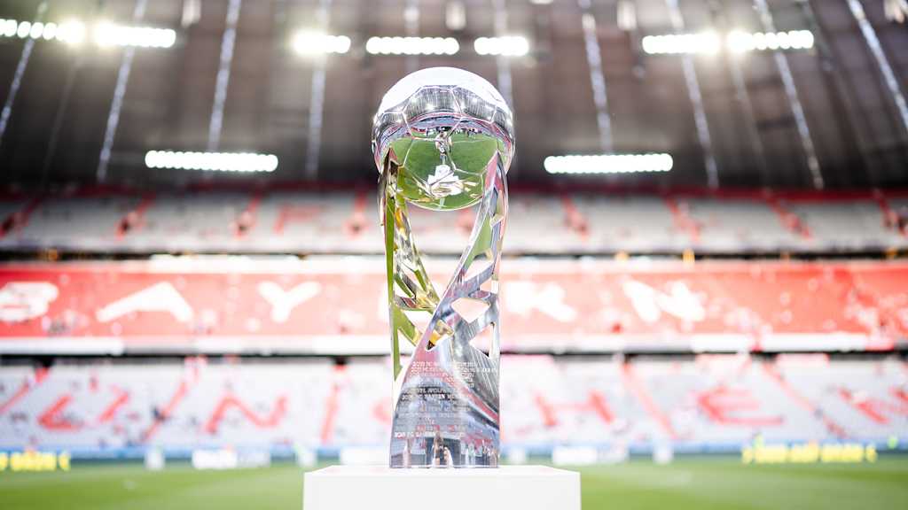 The DFL-Supercup trophy at the Allianz Arena